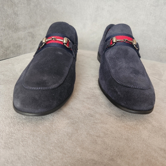 Section X dress loafers 10.5 navy blue suede Saint venetian bit buckle new $130 main image 5